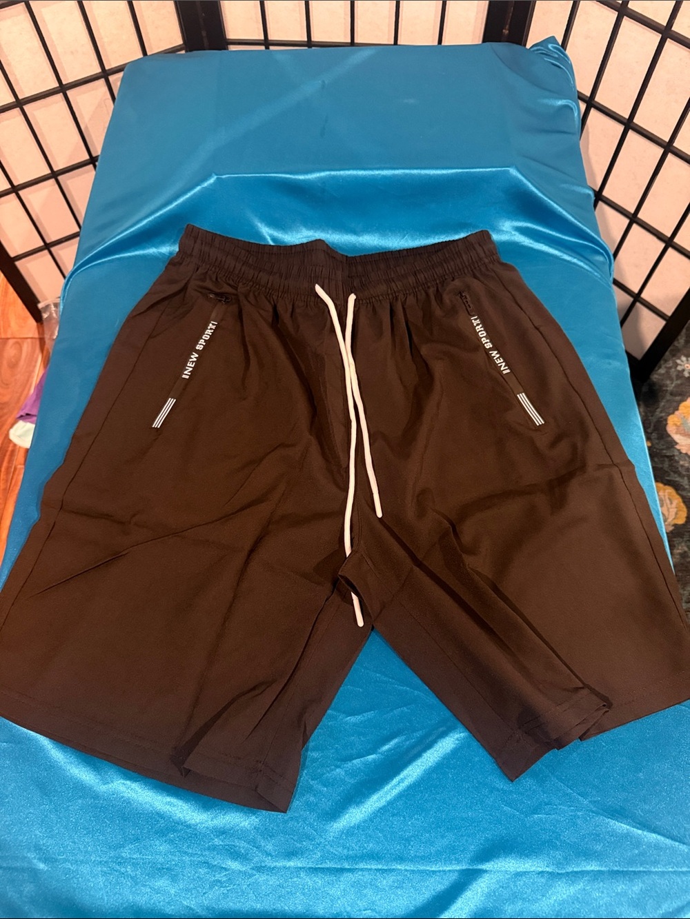 Men's Black Athletic Performance Drawstring Shorts
